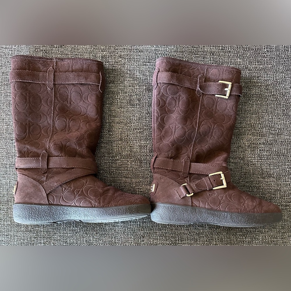 COACH THELMA BROWN SUEDE LOGO BOOT SIZE 6.5B